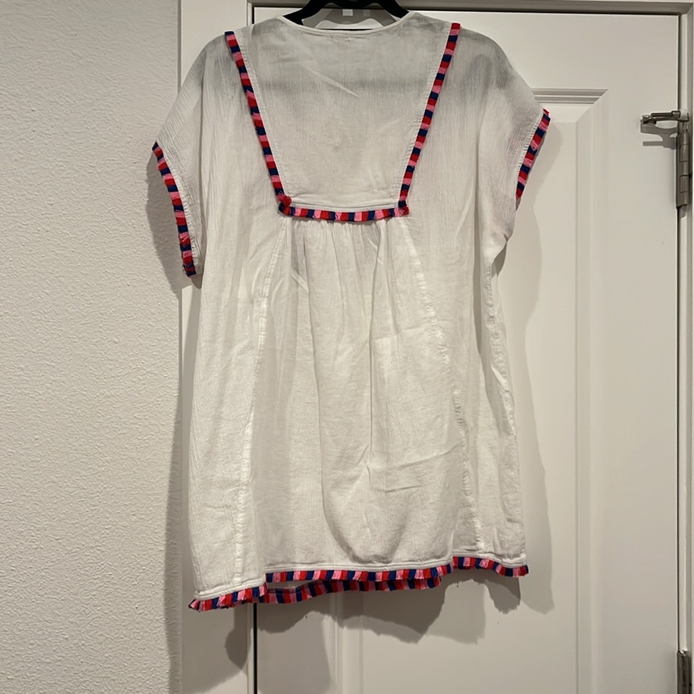 Jcrew white top with colorful fringe - Picture 4 of 4